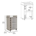 thumbnail image 2 of 32" H black coffee bar cart, kitchen or livingroom storage with 4 wheels, division for 6 bottles, 1 internal shelf with capacity to store snacks, bottles, liquors covered by a glass door, 2 of 5