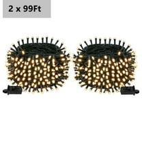 BN-LINK 2 Pack 99FT 300 LED String Lights, Plug-in Outdoor/Indoor Christmas Tree Lights with 8 Modes, Waterproof String Lights for House Yard, Patio & Xmas Decorations(Warm White)