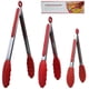 thumbnail image 1 of 3-Piece Set Stainless Steel Kitchen Tongs Food Grade, Red, 1 of 5