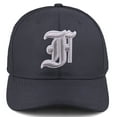 thumbnail image 2 of Daxton Premium Mid Profile Hat Semi Curved Visor Charcoal Cap White Silver Gothic Embroidered, Letter F, 2 of 4