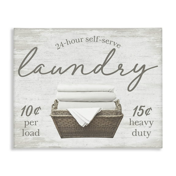 Stupell Industries Vintage Laundry Ad Typography Painting Gallery Wrapped Canvas Art Print Wall Art, 20 x 16