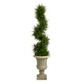 thumbnail image 3 of Nearly Natural 5ft. Spiral Cypress Artificial Tree in Sand Finished Urn with 80 Clear LED Lights UV Resistant (Indoor/Outdoor), 3 of 7