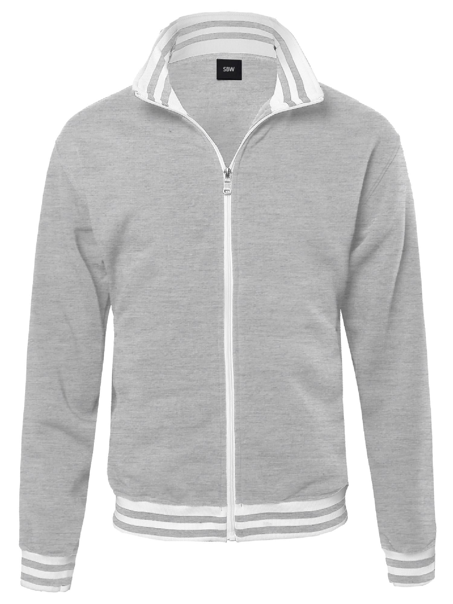 FashionOutfit Men's Basic FullZip Fleece Jacket With Stripe Details