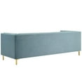 thumbnail image 4 of Contemporary Modern Urban Designer Living Room Lounge Club Lobby Sofa, Velvet Fabric Metal Steel, Light Blue, 4 of 6