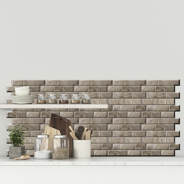 Yuarrent 10 Uds. Calcomanía de pared 3D anticolisión, pegatina de pared extraíble de PVC, Panel de pared de ladrillo Irregular, decoraciones Decoración del hogar #539