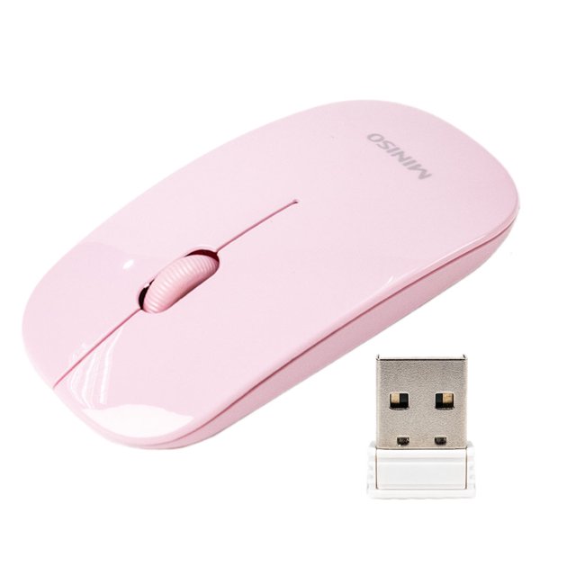 MINISO 2.4G Wireless Mouse Ultrathin Wireless Mobile Mouse Nano Receiver for Laptop Computer Pink