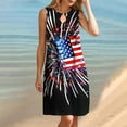 thumbnail image 4 of Midsumdr American Flag Sundresses for Women 2025 4th of July Stars Stripe Printed Patriotic Independence Day Mini Dress Casual O Neck Sleeveless Loose Plus Size Beach Summer Dresses, 4 of 5