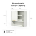 thumbnail image 2 of EYYTHUNG Fluted Wall-Mounted Cabinet Bathroom, Modern Medicine Cabinet with Sliding Door Adjustable Shelf Wood Storage Cabinet for Kitchen, Dining & Living Room, White, 2 of 7