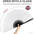 thumbnail image 2 of 2pcs pack Large Foldable Hand Fan 33cm 13inch 2pcs White with Black Rib Solid Handheld Fan for DIY Painting, 2 of 6