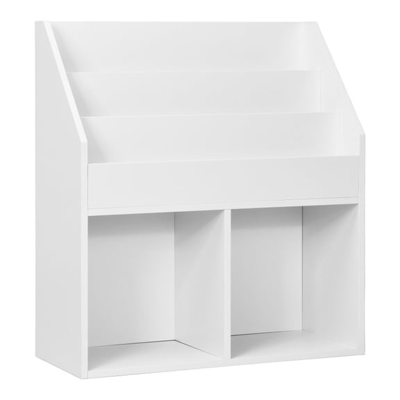 Furnibear Kids Wooden Bookshelf Bookcase Children Toy Storage Cabinet Organizer and Display Shelf for Nursery Playroom Bedroom, White