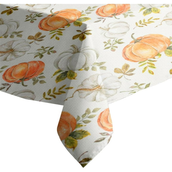 Fall Pumpkin Table Cloth, Suitable Party and Holiday Rectangle Table Cover Decor. Thanksgiving and Harvest Day Picnic Kitchen Farmhouse Indoor Outdoor Home Furnishingsn 60x84 inch.