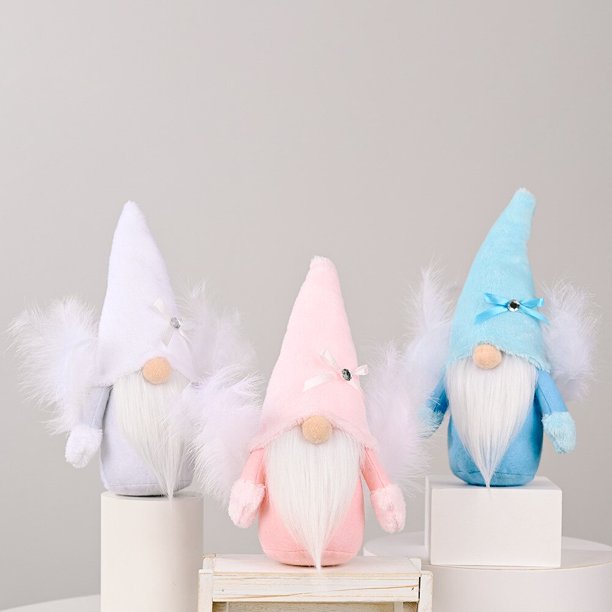Angel Swedish Gnome Xmas Ornaments Feather Wing Gnomes Faceless Doll Ornament Dwarf Angel Plush Doll Gnomes Christmas DecorationBlueUnited States He Qiyong unisex