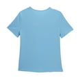 thumbnail image 4 of USSUMA Baby Girls' Clothing V Neck Short Sleeve Solid Color Loose Fashion Simple Shirt Tops Casual Blouse Tops Simple Clothes for Girls for Staying at Home Light Blue 9-10 Years Online Shopping, 4 of 7