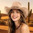thumbnail image 2 of Shapeable Wide Brim Felt Cowboy Hat Cattleman Western Hat for Cowboys Cowgirls Classic Rodeo Country Concert, 2 of 5