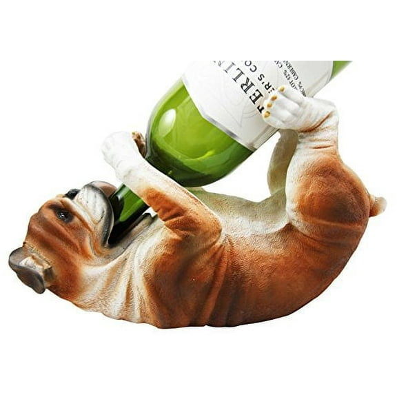 Ebros British Bulldog Canine Dog 10.25" Long Wine Bottle Holder Caddy