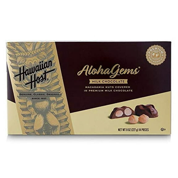 Hawaiian Host Aloha Gems Creamy Milk Chocolate Covered Premium Whole Macadamia Nuts - 8 oz, 14 pieces