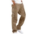 thumbnail image 2 of Cuhas Cargo Pants for Men Fall Autumn Winter Overalls Drawstring Multi Pocket Casual Pants Hiking Pants Cotton Twill Pants Khaki S, 2 of 6