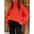 thumbnail image 4 of Women'S Thick Sweater, Warm and Loose, Basic Knitted Pullover for the Office Orange Red M, 4 of 6