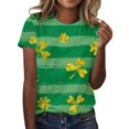 thumbnail image 1 of Prolriy T-Shirt de la Saint-Patrick pour Femmes Printemps Col Rond Manches Courtes Imprimé Saint-Patrick T-Shirts Décontractés Amples pour Femmes, Hauts pour Femmes Jaune m, 1 of 3