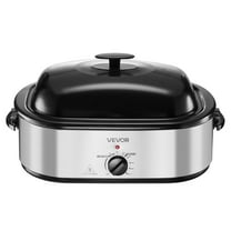 Family-Size 20QT Roaster Oven - Adjustable 150-450°F, Self-Basting Lid, Turkey Defroster & Food Warmer, Holds 24lb Turkey