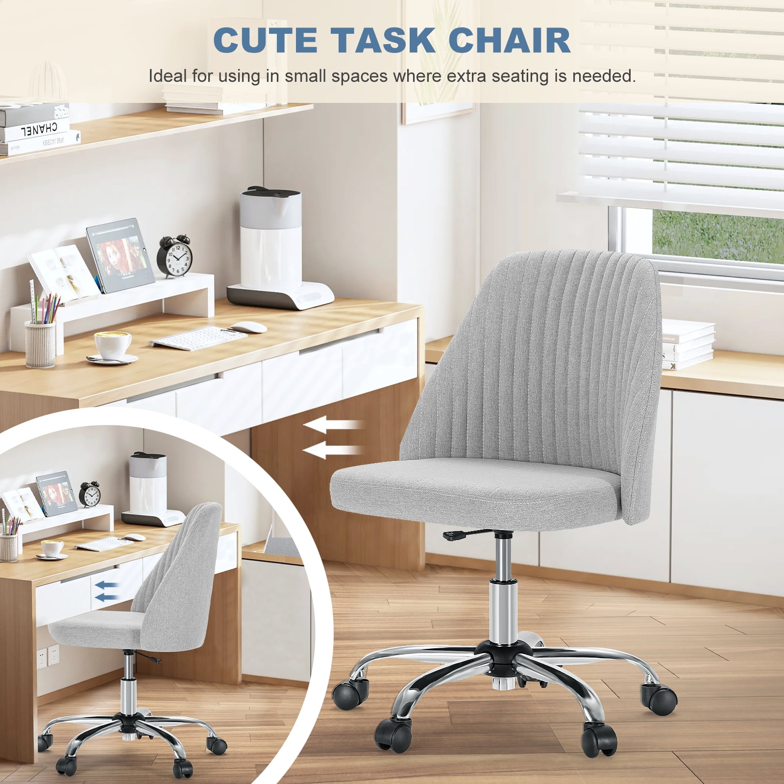 Gianna Home Office Desk Chair, Adjustable Armless Rolling Task Chair, Computer Chairs for Home