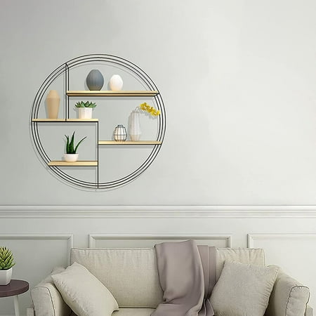 Round Metal Wall Shelf Wood Iron Hanging Shelves 4tier Circle Decor For Home Office Floating 1 Black Gold 50 50cm Canada - Round Metal Wall Decor Shelf Round Metal Wall Shelf Wood Iron Hanging Shelves 4tier Circle Decor For Home Office Floating 1 Black Gold 50 50cm Canada - Round Metal Wall Decor Shelf
