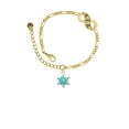 thumbnail image 2 of Delight Jewelry Silvertone Teal Snowflake with Clear Crystal Gold-tone Paw Infinity Link Chain Bracelet, 6"+2" Extender, 2 of 3