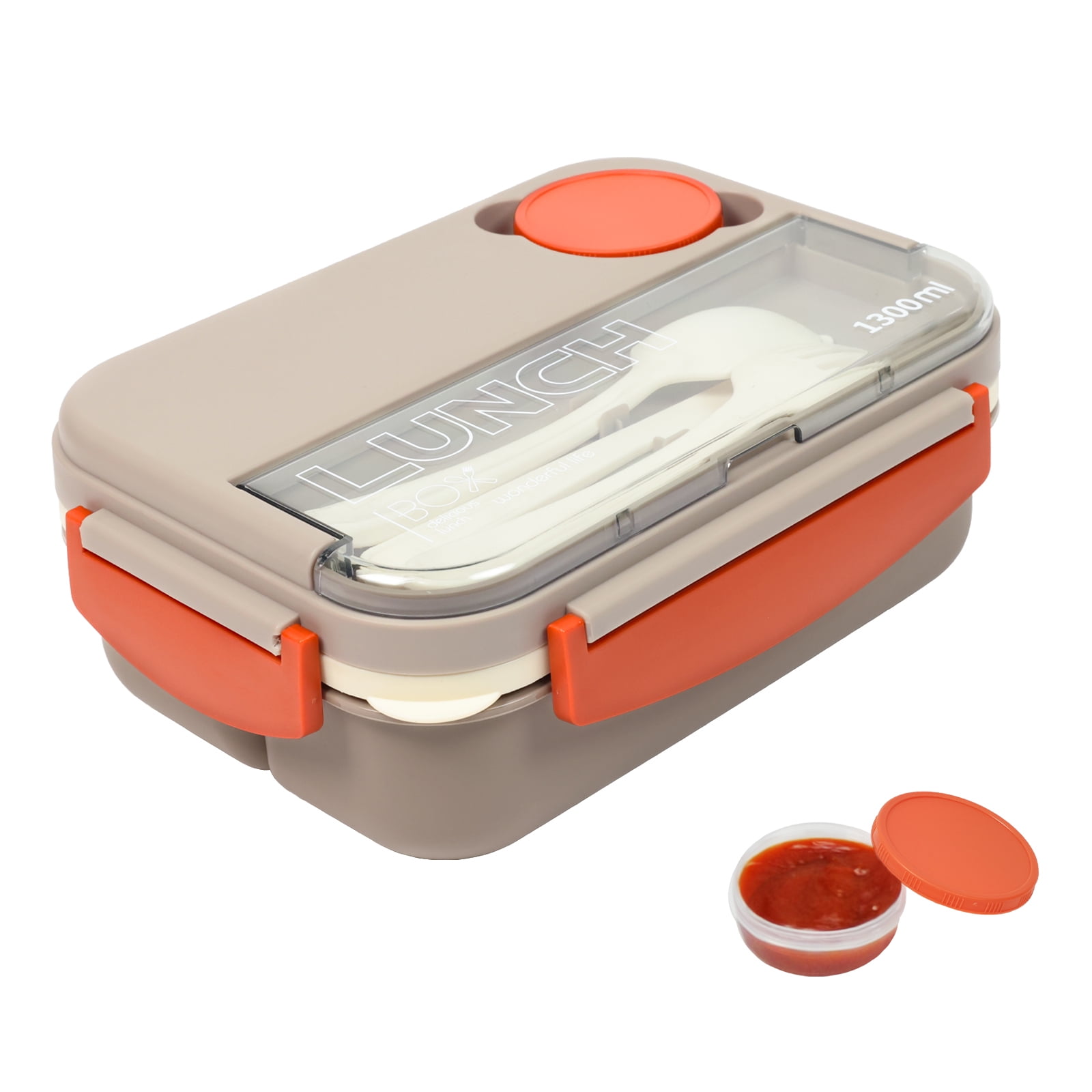 Bento Lunch Box for Kids, 1250ml, with 5 Compartments, Spoon, Fork, Sauce  Jar, Leak Proof, BPA-Free,…See more Bento Lunch Box for Kids, 1250ml, with  5