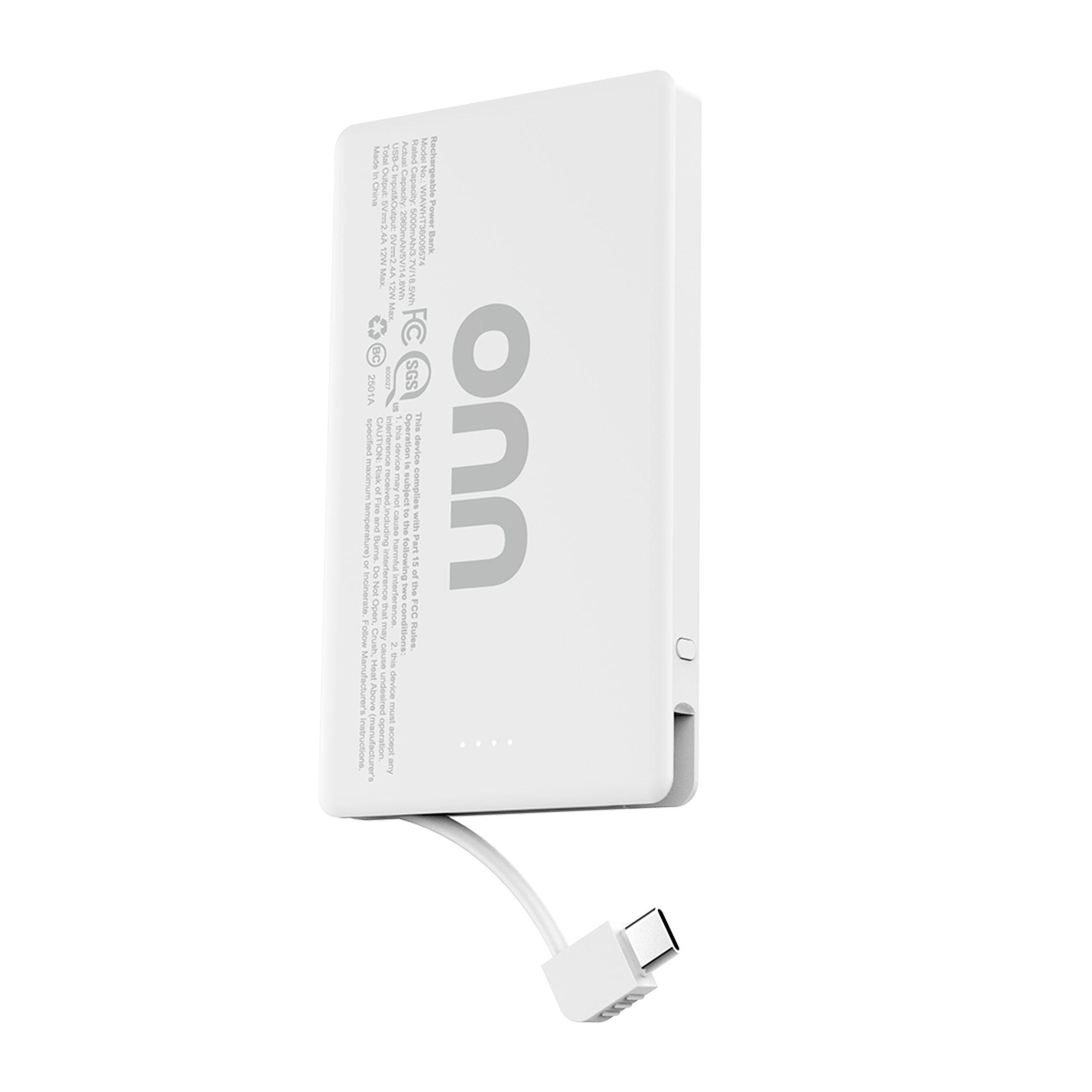 Batería portátil onn de 5,000 mAh con cable USB-C integrado, anillo magnético, Blanco - Compatible con iPhone serie 17/16/15, dispositivos Samsung, Pixel, iPad Pro y más (solo carga por cable) 8