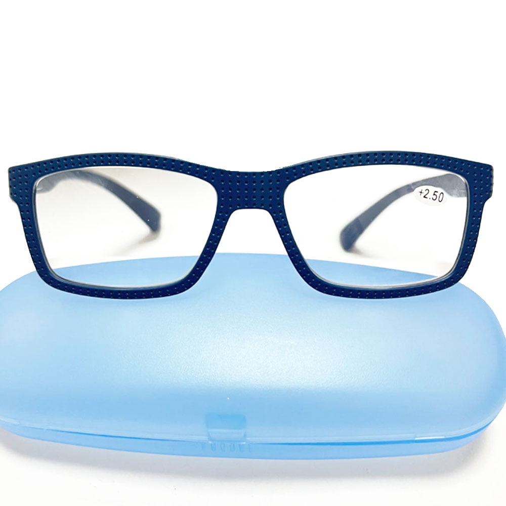 3 Pairs of Mens Thick Rectangular Blue Reading Glasses 3.5 Anti-blue Light Readers Women Plastic Spring Hinge Presbyopic Glasses +3.50