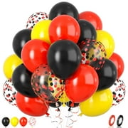 Red Black Yellow Balloons, 30PCS Yellow Black Red Latex Balloons 12 Inch Black Red Confetti Balloon Birthday Balloon for Carnival Construction Casino Mouse Party Birthday Baby Shower