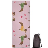 Colorful Funny Dachshund Hot Yoga Mat Towel Non Slip for Hot Yoga - Quick-Drying Yoga Mat Cover with 4 Corner Pockets with Travel Bag - Hot Yoga Towel Non Slip Grip Moisture Wicking Sweat 70"x26"