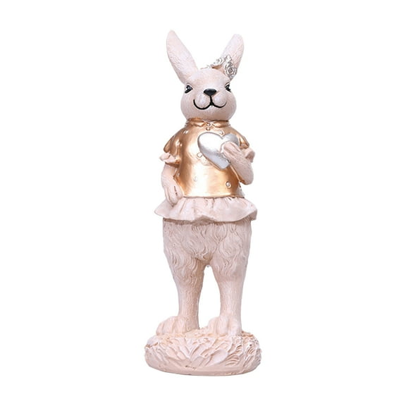 Easter Bunny Decorations Spring Home Decor Bunny Figurines(Gold Clothes Silver Love Rabbit)