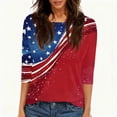 thumbnail image 4 of Hogleaql American Flag Shirts Womens: Round Meck 4th Of July Patriotic Shirts Short Sleeve Independence Day USA Graphic Women's Dressy T-Shirts Red 3XL, 4 of 5