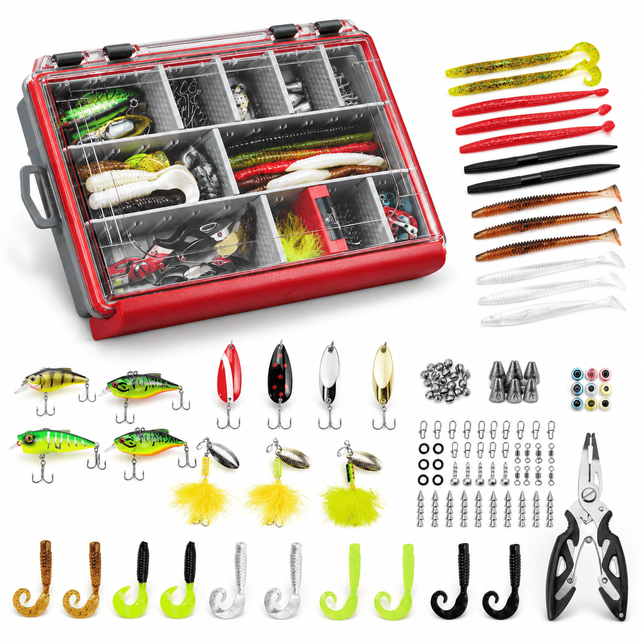 143pcs Freshwater Lure Kit Terminal Tackle for Trout Panfish Freshwater Fishing