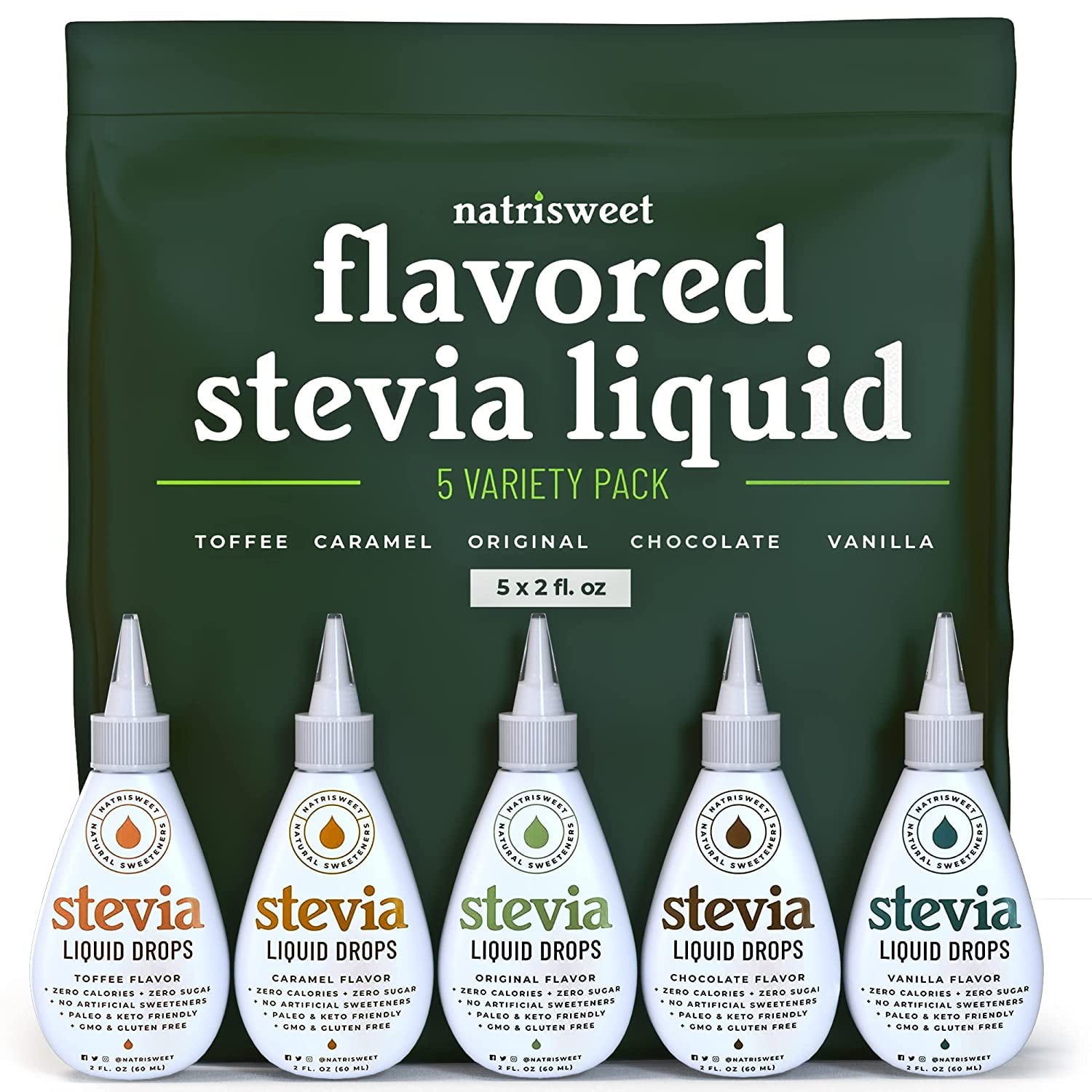 NatriSweet Flavored Liquid Stevia Drops, 5 Natural Flavors, 2 fl oz