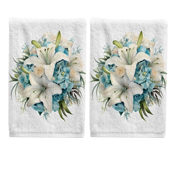 Ryvnso Hisicus Flowers Hand Towels Set for Bathroom Cotton Face Towel Decorative 15.5x29.5 inch