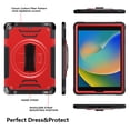 thumbnail image 3 of Shockproof Case for Apple iPad 9th/8th/7th Generation, with Pencil Holder Military Grade Protection Rotating Stand Hand Strap Shoulder Strap Bumper Rugged Case for iPad 10.2" 2021/2020/2019, Red, 3 of 8