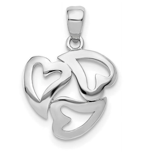 Finest Gold 14K White Gold Polished Cut-out 3-heart Pendant