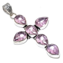 Natural Pink Kunzite Gemstone Handmade 925 Sterling Silver Pendant 3.03"