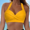 thumbnail image 2 of HCNTES Women's Halter Bikini Top Only without Underwire Swimsuit Top Adjustable Straps Removable Bra Bathing Suit Tops Orange,L, 2 of 9