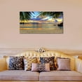 thumbnail image 5 of HFDF Canvas Wall Art Tropic Beach Sunset Palm Tree Leaves Large Nature Canvas Pictures Coast Landscape Canvas Artwork Seascape Ocean Contemporary Wall Art for Livg Room Wall Decor 14x11inch Framed, 5 of 6
