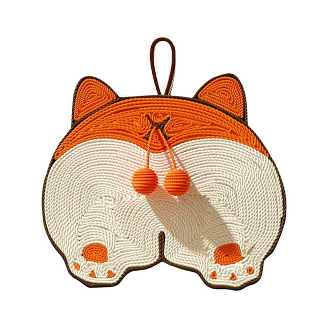 Hearth & Gear Cat Scratcher Mat Natural Sisal Corgi Shape Cat Scratch Mats Cat Scratching Pads Toy For Indoor Cats Horizontal Floor Cat Scratching Pads Rug Catch Net For Dogs Car Accessories Dog Child