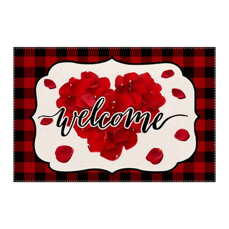

Spring Tablecloth Valentine s Day Placemat Red Lattice Love Truck Pattern Western Placemat Tablecloth