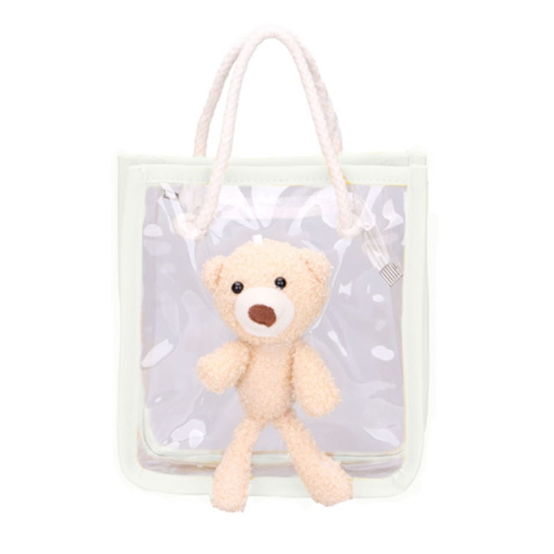 Girls Tote Bags Teddy Bear With Flowers And Love Tote Bag Colorful Fashion Bag Pu Leather Top Handle Satchel Handbags Girls