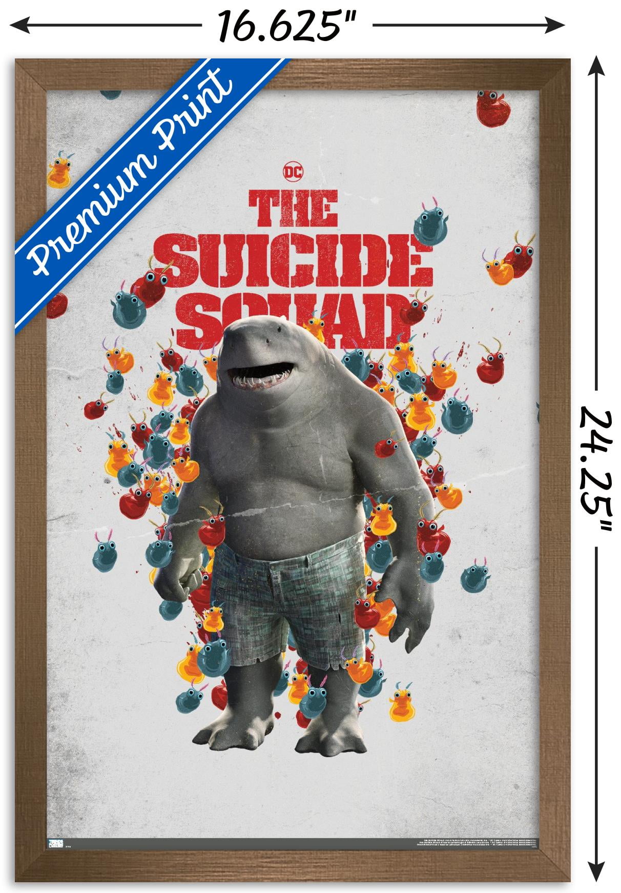 DC Comics Movie The Suicide Squad - King Shark One Sheet Wall Poster, 14.725" x 22.375", Framed