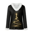 thumbnail image 5 of larppty Holiday Party Sweater for Women Faux Fur Trim V-Neck Graphic Pullover (Gold, S), 5 of 5