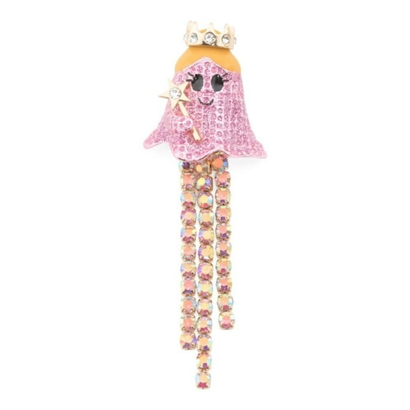 Betsey Johnson Crystal Princess Ghost Brooch, Pink, 1.25W x 3.5L inches