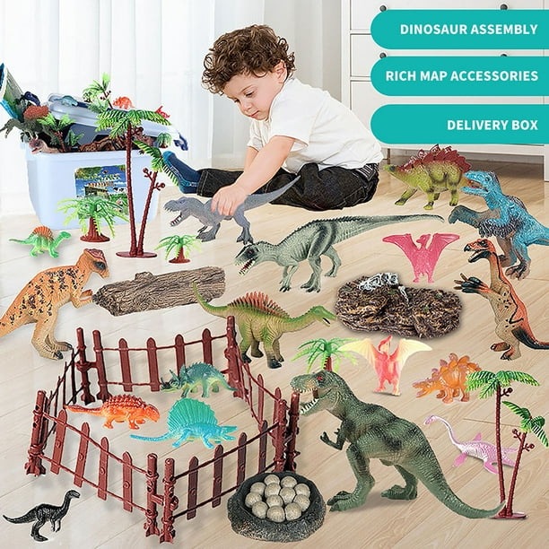 104pcs Dinosaure Jouet avec Tapis de Jeu, Ensemble de Figurine