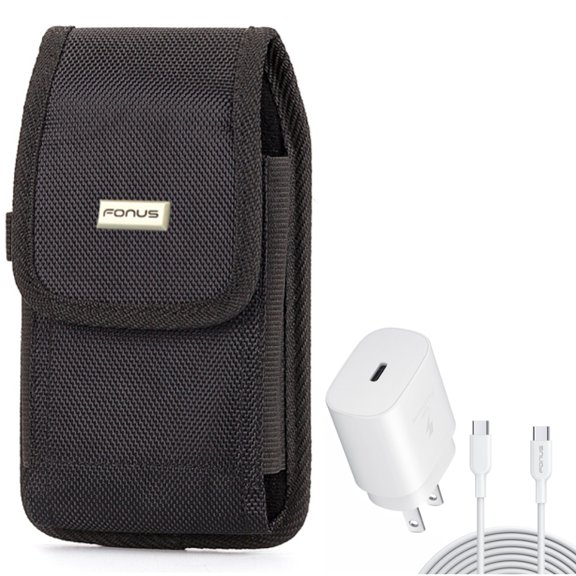 25W Fast Home Charger w Case Belt Clip for Samsung Galaxy S22 Ultra,S21,Ultra,S20 Ultra,Plus,Fan Edition,FE 5G - PD Type-C 10ft USB-C Cable , Rugged Holster Combo
